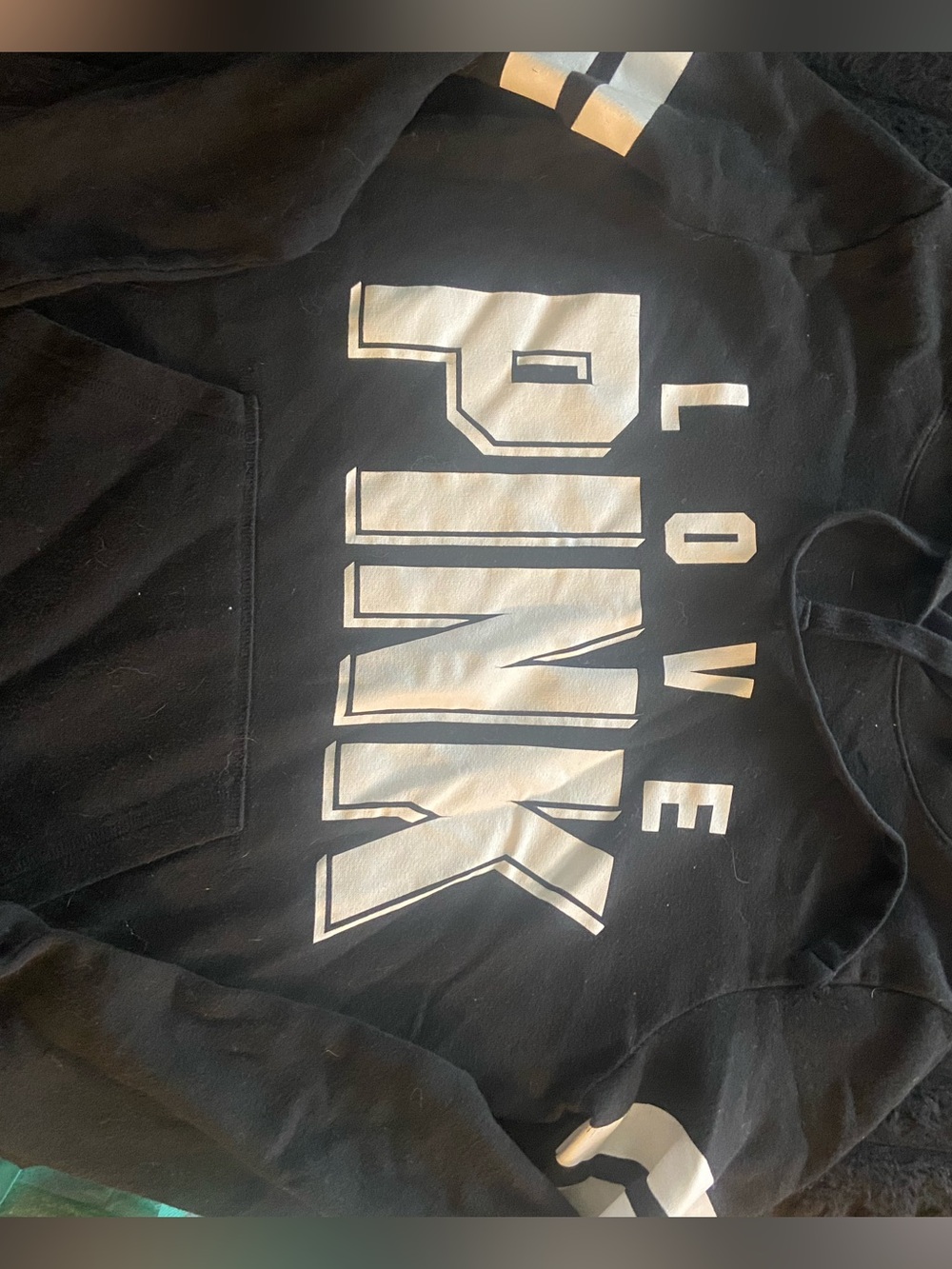 PINK Victoria's Secret Black Logo Tag Hoodie